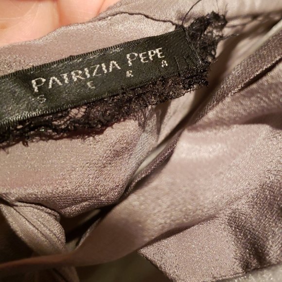 Patrizia Pepe glass beaded embellished silk gray halter top NWT Size M - Picture 5 of 7